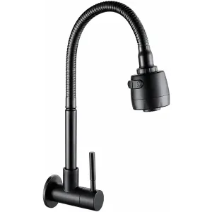 Grifería De Pared Flexible Fria En Negro Mate