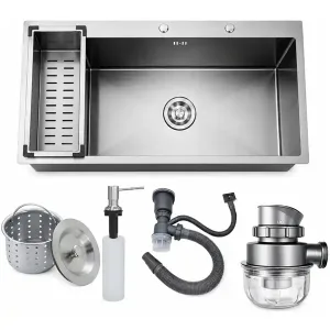 Pileta Cocina Cuadrada Sobreponer Acero 60 Cm Profunda