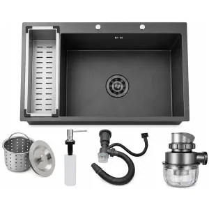 Pileta Cocina Deco Acero Cepillado 70 x 45 x 20 Cm Profunda