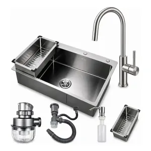 Pileta De Cocina Acero 304 Mate + Grifo 304 + Accesorios 60 x 45